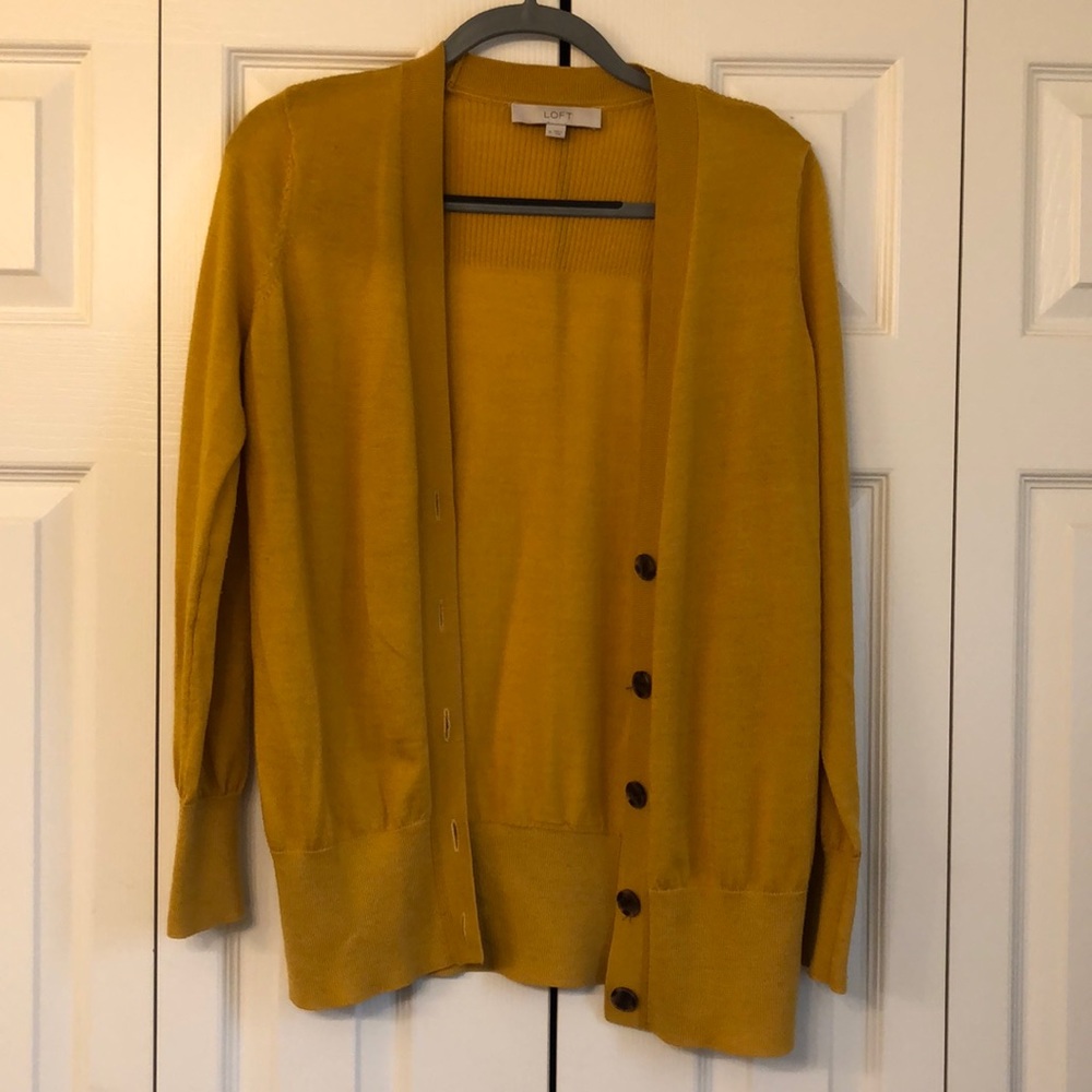 LOFT mustard cardigan
